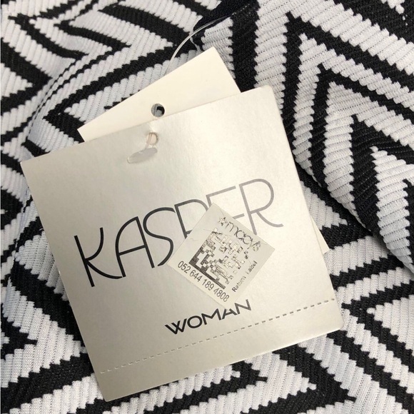 NWT KASPER Women’s Black and White Zig Zag Open Front Jacket size 16 - Picture 5 of 5